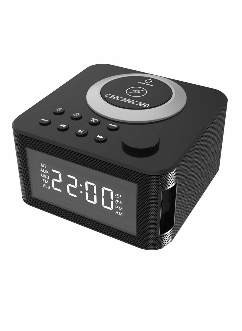 كالوس مكبر صوت بلوتوث متعدد الوظائف CALUS Home 01 مع شاحن لاسلكي بقوة 15 واط، وراديو FM، وساعة منبه - Image 1